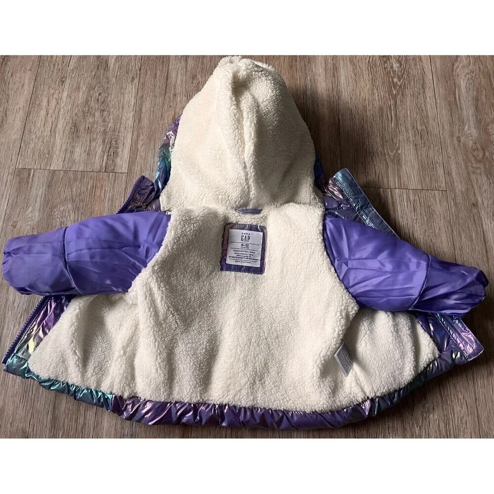 Baby Gap  Winter Puffer Jacket Coldcontrol Hoodie Waterproof Sherpa Lining 6-12M